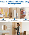 Wireless Door Sensor Alarm Chime For Home And Biz, Instant Door Open Alerts, Ideal For Toddler Safety And Dementia Care, Easy Setup For House Store Office Security, Peace Of Mind on door frame with plug-in receiver
