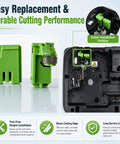 Genuine Cutter Head Replacement For Brother Pt-E100, Pt-D200, Pt-D210 Label Makers showing green cutter assembly and installation position.