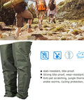 Snake Bite Guard Leg Gaiter built for hiking and camping with reinforced double sailcloth and tough stitching, shown on rugged trail.