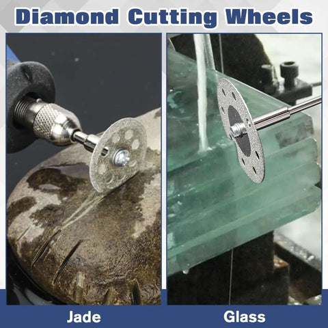 Do It All Rotary Tool Cutting Wheel Set With HSS Circular Blades, Resin Discs And Diamond Wheels used on jade and glass