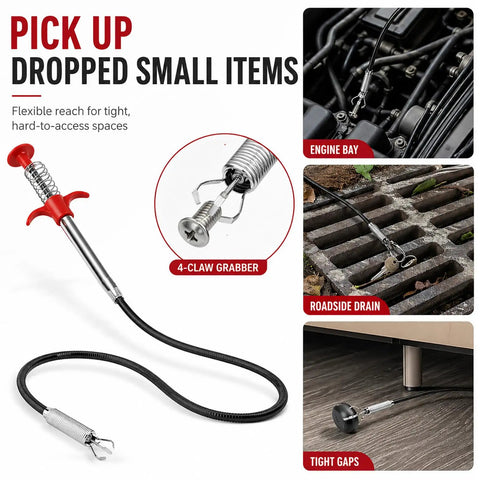 61 Inch Flexible Sink Drain Grabber With 4 Claw Pickup Tool For Tight Spaces And Narrow Drains, Grabs Hair, Debris, And Small Items Fast In Kitchen Sinks, Showers, And Drains