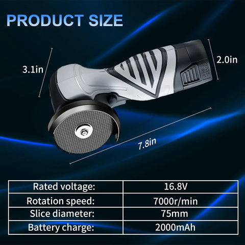 Pro Grade Mini Cordless Angle Grinder Kit With 13000 RPM 2x 16.8V 2000mAh Batteries 20 Cutting Discs Portable Tile Concrete Metal Wood Cutter