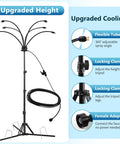 Six Nozzle Adjustable Standing Misting System For Outdoor Patio Cooling Beat The Heat Fast With Easy Install And Custom Coverage Durable Backyard Mist shown with tripod and hose