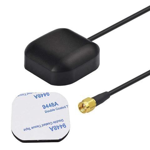 Waterproof Pro Grade GPS Antenna with SMA Male Connector for Car Stereo, Real Time Tracking, Magnetic or Adhesive Mount
