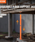 VEVOR adjustable floor support jack, orange steel telescoping post for temporary leveling under a deck, 54–150 in