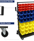 Dual-Sided 9-Tier Rolling Steel Bin Rack With 90 Plastic Bins On Wheels, Heavy-Duty Garage Storage Organizer, 450 Lbs Capacity