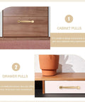 Six Pack Decorative Brass Cabinet Pull Handles Set For Kitchen Drawers And Cupboards on wooden cabinet and white drawer