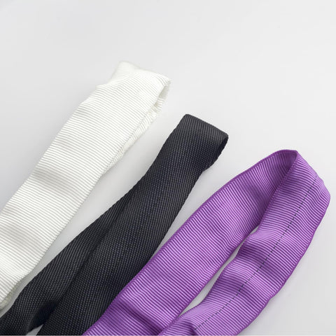 Aerial Lyra Hoop Rigging Set Gig Ready With Polyester Round Slings, Heavy-Duty Lifting Strap, in purple, black, and white colors