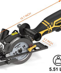 5.5 Inch Mini Circular Saw With Laser Guide And Auxiliary Handle 6.5 Amp Copper Motor, compact design for precise cutting.