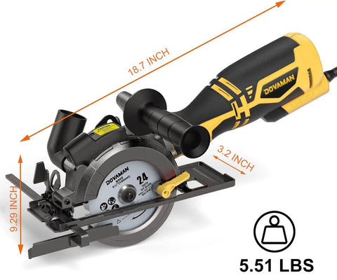 5.5 Inch Mini Circular Saw With Laser Guide And Auxiliary Handle 6.5 Amp Copper Motor, compact design for precise cutting.