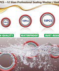 Must Have AC Seal Kit 195Pcs O Ring And Gasket Set showing 12 models of sealing washers with water-resistant feature.