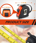 Fifteen Pack 16 Foot Retractable Tape Measures With Easy Read Fractions 1/8 In Orange Case, showing size dimensions