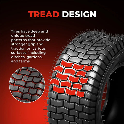 Set of 2 20x10.00-8 Tubeless Lawn Mower Tires 4 Ply Heavy Duty Reinforced Sidewalls 1190 Lb Load Capacity Fits Riding Tractors 8 Inch Rim 0.2 Inch Tread Depth tread pattern close-up