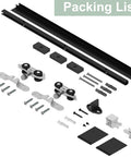 Low Clearance 4 Ft Barn Door Hardware Kit With Aluminum Box Rail Track components for interior wooden doors