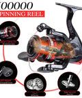 Black And Red Telescopic Fishing Rod And Reel Combo Five Point Nine Feet Fiberglass Pole With Spinning Reel close up