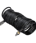 Badass Polyethylene Pneumatic Air Hose With Quick Coupler 25 Foot Quarter Inch Npt American Connector coiled for easy storage.
