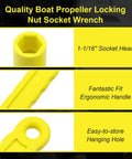 27mm Prop Wrench For 1 1 Sixteenth Inch Nuts Long Handle Propeller Socket For Mercury Mercruiser Alpha Outboards Stern Drives Pontoon And Fishing Boats Built Tough Yellow Plastic with ergonomic handle and hanging hole