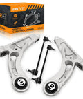 Chrysler 200 Front Lower Control Arms Kit 4Pcs Replacement Suspension Set For 2015 2016 2017 Models Excluding 17 Inch Wheels Includes Stabilizer Sway Bar End Links For A Stronger Smoother Ride. 4-piece control arm kit with sway bar links, silver metal parts shown