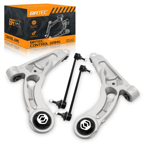 Chrysler 200 Front Lower Control Arms Kit 4Pcs Replacement Suspension Set For 2015 2016 2017 Models Excluding 17 Inch Wheels Includes Stabilizer Sway Bar End Links For A Stronger Smoother Ride. 4-piece control arm kit with sway bar links, silver metal parts shown