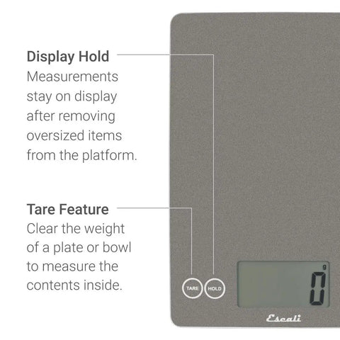 Glass Digital Kitchen Scale With 15 Pound Capacity, Big Backlit Display, Easy Touch Controls, Nutrition And Calorie Counter, Gray Storm