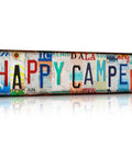 Funny Camping Decor Sign For RV And Camper Interiors, Easy Install Wall Art, license plate style "Happy Camper" sign.