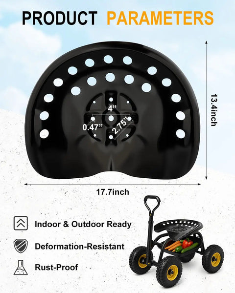 Two Pack Metal Tractor Seats 17.7 By 13.4 Inches Replacement For Lawn Mower Farm Cart Forklift Garden Bar Stool Black