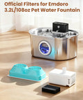 12 Pack Official Replacement Filters And Sponges For Stainless Steel Cordless Cat Water Fountain kit displayed on wooden floor