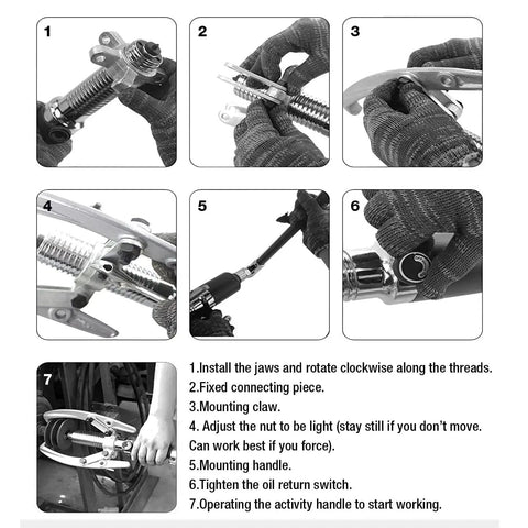 Instructions for Beefy 15 Ton Hydraulic Gear Puller Kit With 4 Inch To 12 Inch Reach 2 Or 3 Jaw Hub Separator in use
