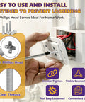 Seventy Count Six Three Two Machine Screws Four Mixed Sizes Premium 304 Stainless Steel Outlet Hardware Rust Proof Electrician Supplies Damp Wall Boxes Hvac Vents No Drama Install Workhorse Gear Smooth Sail Grip Weekend Builds Solid Haul. Flat Phillips head screw being installed in an electrical box.