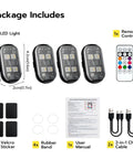 Wireless LED Strobe Lights Kit Four Lamp Beads With USB Waterproof Remote Anti Collision Warning, 4 lights, remote, accessories