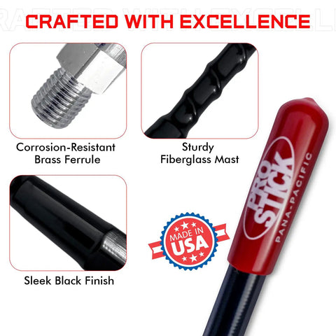 3 Foot Fiberglass CB Radio Antenna With 1000 Watt Rating Black Finish Built Tough Stainless Steel Spring VibraSorb Anti Breakage Design Broad Tuning Range 26 To 29 MHz For Rugged Use And Clear Signal with corrosion-resistant brass ferrule, sturdy fiberglass mast, and sleek black finish