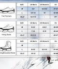 Size chart for Beefy Ice Cleats Snow Grips With 19 Stainless Steel Spikes For Hiking Fishing Walking And Climbing Large Size