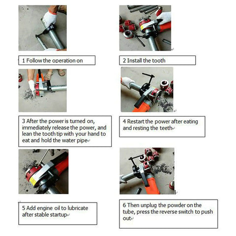 Badass 2300w Handheld Pipe Threading Machine With 6 Die Set For 1/2 To 2 Inch Rigid Conduit No Hassle Electric Power Drive Kit in use instructions.