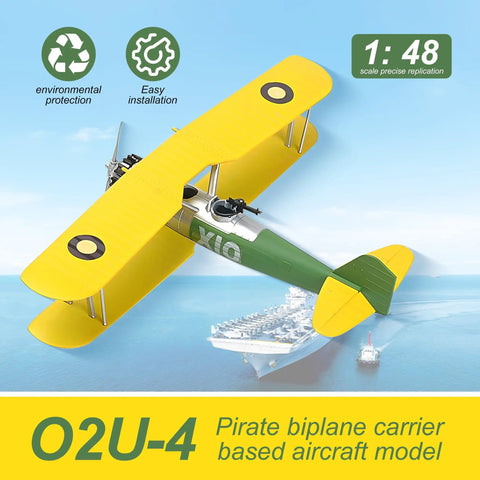 O2U-4 Corsair Biplane Model Kit 1 To 48 Scale For Adults, WWII Carrier-Based Aircraft Replica in flight over carrier