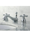 Restoration Style Mini Widespread Lavatory Faucet With Metal Cross Handle In Polished Chrome Classic Vintage Look For 4 To 16 Inch Spreads