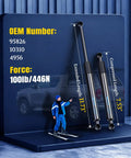 Tough As Nails 100 Lb Pair 12 Inch Gas Struts showing extended and compressed lengths, designed for camper shells and truck toppers.