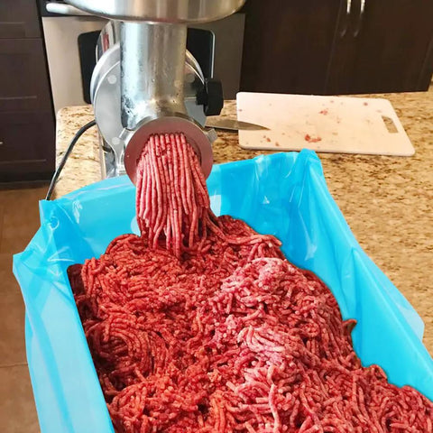 Heavy-Duty 2.5 Mil Meat Lug Liners 100 Pack Disposable Poly Tub Liners For Meat Processing Mixing And Transport in use