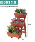 Three Tier Vertical Garden Bed Planter For Indoor And Outdoor Use With Legs Raised Planter Box For Flowers Vegetables Herbs And Plants Sturdy Frame Space Saving Easy Assembly In Minutes showing wooden frame with flowers