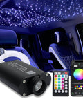 Fiber Optic Starlight Headliner Light Kit With App Remote And Sound Activated Modes For Car And Home Decor installed in vehicle.