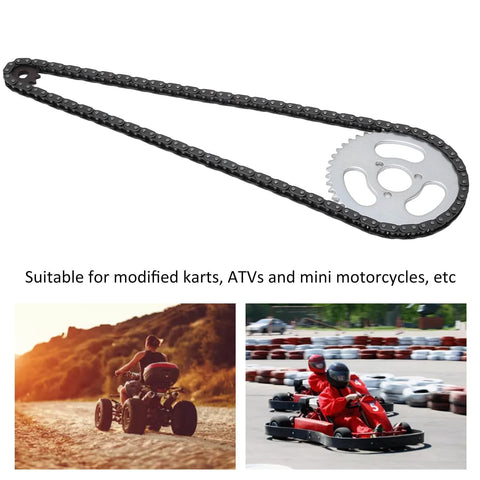 Beefed Up High Power Steel T8F Chain And Sprocket Kit for Mini Bikes and Modified Karts with 44T rear sprocket and chain