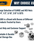 1/4-20 Hex Nuts Set In Stainless Steel 304 For Auto And DIY, SAE Grade Hardware, close-up with product details.