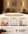 EZVALO Battery Operated Wall Sconce, Pleated Shades Wireless Wall Sconces Set of Two with Remote, shown with adhesive hook mounting instructions.