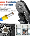 Pro Grade Ferrule Crimping Tool Kit With 1900 Wire Connectors, Self Adjusting Ratchet Crimper For AWG 23 To 10, detailed view