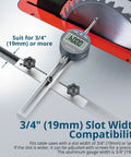 Badass Table Saw Alignment Gauge With Digital Dial Indicator Fits 3 4 Inch Miter Slot, showcasing 3/4" compatibility for precision cuts.