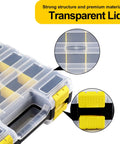 Double Sided Tool Box Organizer For Hardware Storage, 34 Compartments With 24 Removable Dividers, Portable Small Parts Case With Clear Lid close-up