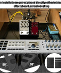 Extended Mini Guitar Pedal Board With 30 Degree And 60 Degree Tilt For A Grab And Go On Desk Setup in a studio setting.