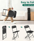 4 Pack Black Plastic Folding Chairs With Steel Frame For Outdoor Use No Fuss Portable Stackable Foldable Seating 350 Lb Capacity