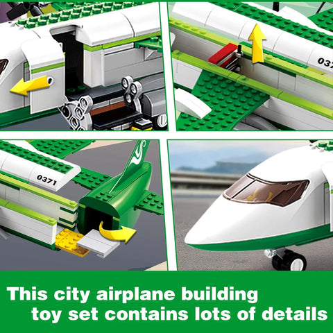 Awesome City Cargo Plane Building Set With Car And Movable Ladder 383 Blocks Cargo Tray And Airport Stairs Compatible With Lego