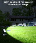 6000 Lumen LED Work Light with Stand Waterproof Flood Light illuminating backyard at night with 120° spotlight