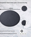 12 Inch Round Rain Shower Head High Pressure Stainless Steel Ultra Thin 304 Solid Build With Oil Rubbed Bronze Black Finish